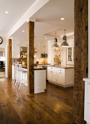 Rustic Wood Kitchen Cabinets, Wooden Floors Living Room, Beam Ideas, Craftsman Style Kitchen, Old Kitchen Cabinets, Interior Columns, Wood Beam, New Kitchen Cabinets, Wood Kitchen Cabinets