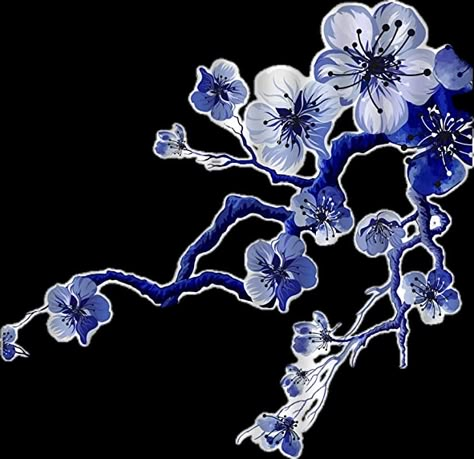 Blue Flowers Tattoo, Blue China Patterns Tattoo, Japanese Florals, Blue White Shower Curtain, Blue Sakura Cherry Blossoms, Blue Hisbusic Flower Wallpaper, Blue Flower White Background, Blue Cherry Blossoms, Blue Flowers Images