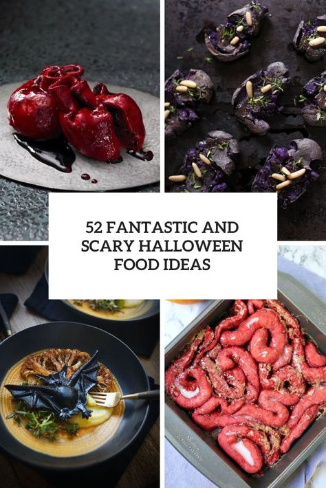 fantastic and scary halloween food ideas cover Fancy Halloween Food Ideas, Scary Halloween Meals, Horror Appetizers, Halloween Food Creepy Scary, Best Halloween Dinner Ideas, Gross Halloween Foods For Party, Spooky Savory Food, Halloween Themed Casseroles, Gothic Halloween Food