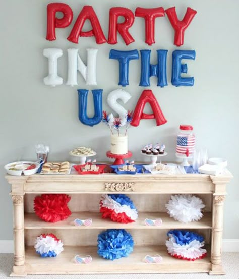 Citizenship Party, Red White And Two, Red White And Blue Decorations, Blue Decorations, July 4th Party, America Party, 4th Of July Party Ideas, American Party, Usa Party