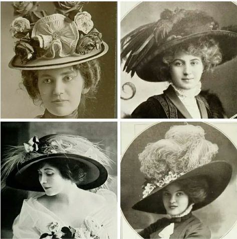 Edwardian Hats, Types Of Hats For Women, Edwardian Hat, Historical Hats, Broadway Costumes, Large Brim Hat, 1900s Fashion, Edwardian Dress, Gibson Girl