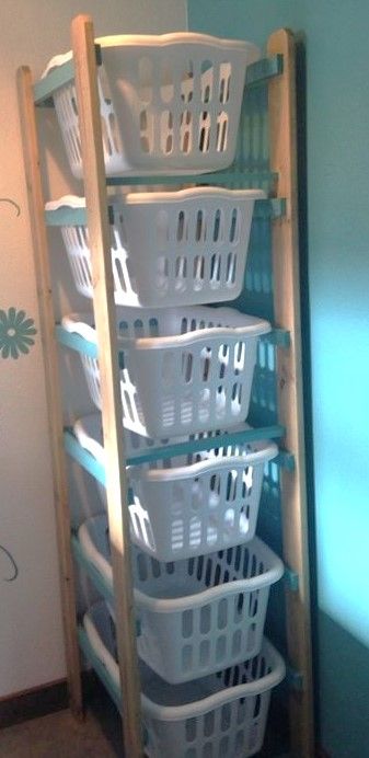 Laundry Hamper Tower Diy, How To Build A Laundry Basket Holder, Diy Vertical Laundry Sorter, Laundry Basket Stacker, Laundry Basket Shelf Plans, Diy Laundry Sorter Small Spaces, Laundry Room Ideas Baskets, Built In Laundry Basket Storage, Diy Laundry Basket Organizer