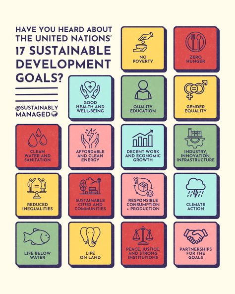 Grid Post with 17 squares. Have You Heard About the United Nations' 17 Sustainable Development Goals? Project On United Nations, 17 Sustainable Development Goals, Sdg Goals Poster, Sustainable Development Goals Poster, Sustainable Development Design, Sdgs Goals, Sdg Goals, Sustainable Goals, Sustainable Development Projects