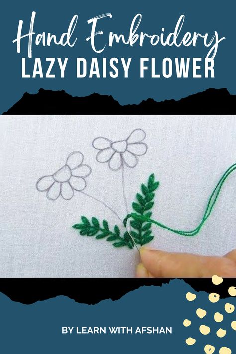 Lazy Daisy Embroidery Stitch Tutorial | Lazy Daisy Flower Design https://youtu.be/6LktA5UkZk0 #lazydaisyflower #lazydaisystitch #easyflowerstitch Hi Viewers ! Lazy Daisy is arguably the simplest stitch for creating embroidered flowers. It can also be called the Detached Chain Stitch, but let's face it. Detached Chain Stitch, Back Stitch Embroidery, Daisy Flower Design, Daisy Stitch, Daisy Embroidery, Lazy Daisy Stitch, Embroidery Stitch, Stitch Tutorial, Embroidery Stitches Tutorial