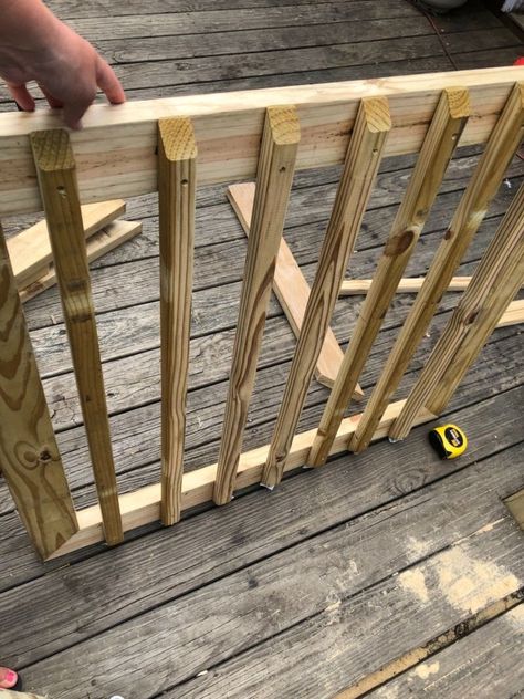 Instead of spening a fortune on a baby gate, create your own baby or pet gate with this simple tutorial. #diy #babygate #petgate #hometalk Outdoor Pet Gate For Deck, Building A Gate For A Deck, Outdoor Deck Gate, Diy Inside Dog Gate Ideas, Gate For Porch Diy, Gate For Deck Stairs, Deck Gate Diy, Diy Porch Gate, Diy Gate For Stairs