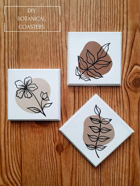 Paint Coasters Diy, Wood Coasters Diy Painted Square, Wooden Coasters Diy Ideas, Costers Diy Paint, Diy Coaster Painting Ideas, Easy Coaster Painting, Coaster Ideas Painted, Square Coaster Painting Ideas, Cute Coaster Painting Ideas