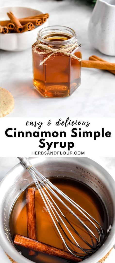 This easy Cinnamon Simple Syrup recipe is the perfect way to add sweet cinnamon flavor into so many recipes. Bonus: This easy recipe uses simple ingredients and takes so little time to make! Homemade Cinnamon Simple Syrup, How To Make Cinnamon Extract, Cinnamon Sticks Recipe Drinks, Uses For Simple Syrup, Diy Cinnamon Syrup, Cinnamon Bun Syrup, Cinnamon Coffee Syrup Recipe, Cinnamon Maple Syrup, Spicy Simple Syrup Recipe