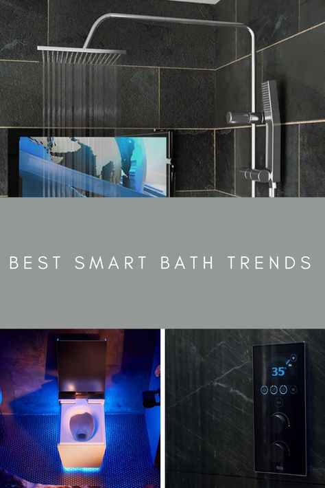 You get out of bed and stumble into the bathroom, bleary-eyed and sluggish. With a command, the shower heats to your specified temperature, and the lights come on as soon as you enter. You then listen to the day’s weather forecast and top headlines through speakers hidden behind your smart bathroom mirror. You relax with your smart bath fan. Speaker In Bathroom, Smart Bathroom Design, Smart Bathroom Ideas, Smart Bathroom Technology, Smart Mirror Bathroom, Dream House Bathroom, Single Level Floor Plans, Bathroom Wet Room, Master Bath Makeover