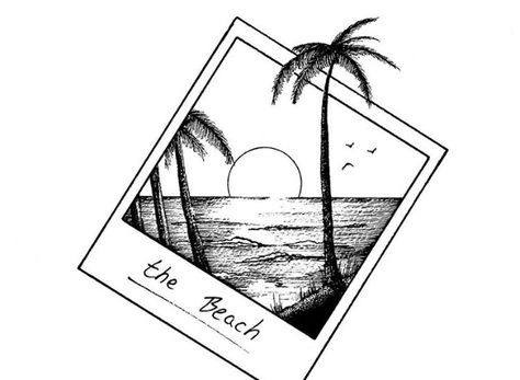 심플한 그림, Beach Drawing, Palm Tree Tattoo, Desenho Tattoo, Sketches Simple, Tree Tattoo, Pencil Art Drawings, Tree Drawing, Pen Art