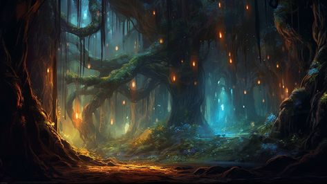 Excited to share the latest addition to my #etsy shop: Enchanting Elven Forest | AI Art Image | Digital Painting | Ancient Trees | Bioluminescent Vines | Mystical Scene | Fantasy Art https://etsy.me/41uyXjc #landscapescenery #aiart #mysticalscene Fantasy Forest Wallpaper Desktop, Fantasy Bioluminescent Forest, Forest Aesthetic Art, Fantasy Background Desktop, Fantasy Garden Art, Fantasy Desktop Wallpaper, Mystical Forest Art, Bioluminescent Forest, Fantasy Forest Art