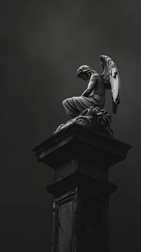 Dark Statue Aesthetic, Angel Statue Photography, Goth Catholic, Angle Tattoo For Men, Angels Sculpture, Dark Sculpture, Sculpture Wallpaper, Statue Photography, Statue Wallpaper