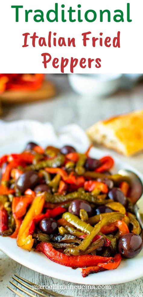 Italian Fried Peppers Recipe Fried Long Hot Peppers, Fried Peppers Recipes, Sauted Peppers Recipes, Fresh Peppers Recipes, Fried Green Peppers, Sauteed Red Peppers, Italian Frying Peppers Recipe, Italian Peppers And Onions, Veal And Peppers Italian