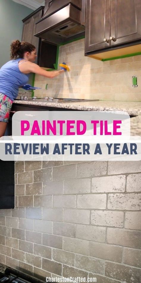 How To Paint Over Tile Backsplash, Painted Tile Backsplash Before And After, How To Paint Tile Backsplash Kitchen, Update Tile Backsplash, Painting Over Tile Backsplash, Diy Paint Tile Backsplash, Painted Ceramic Tile Backsplash, Painting Tile Kitchen Backsplash, Painted Tile Kitchen Backsplash