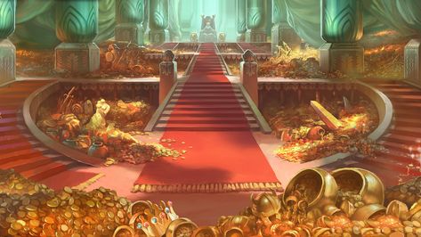 Treasure Room, Throne Room, Arte Cyberpunk, Level Design, Fantasy Castle, Fantasy City, Game Background, Fantasy Places, Fantasy Setting