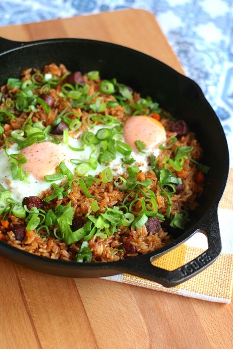 Portuguese Sausage Fried Rice, Portuguese Sausage Recipe Hawaiian, Portuguese Fried Rice, Recipes With Portuguese Sausage, Portuguese Sausage Recipe, Portuguese Sweet Rice, Allspice Recipe, Portuguese Breakfast, Sausage Fried Rice