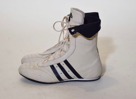 Vintage Adidas High top lace up front wrestling style athletic tennis shoes women's US size 8 Luxury Campaign, Adidas Shoes Outfit, High Ankle Shoes, Adidas Wrestling Shoes, Athletic Tennis Shoes, Oversize Denim Jacket, Wrestling Boots, Baggy Jean Shorts, High Top Tennis Shoes