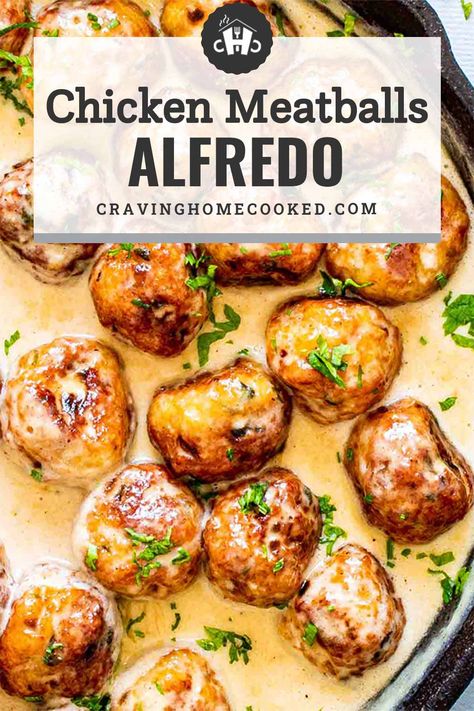 Meatballs Alfredo, Chicken Meatballs Crockpot, Easy Chicken Meatballs, Ground Chicken Meatballs, Alfredo Chicken, Chicken Parmesan Meatballs, Meatball Dinner, Chicken Meatball Recipes, Cream Chicken