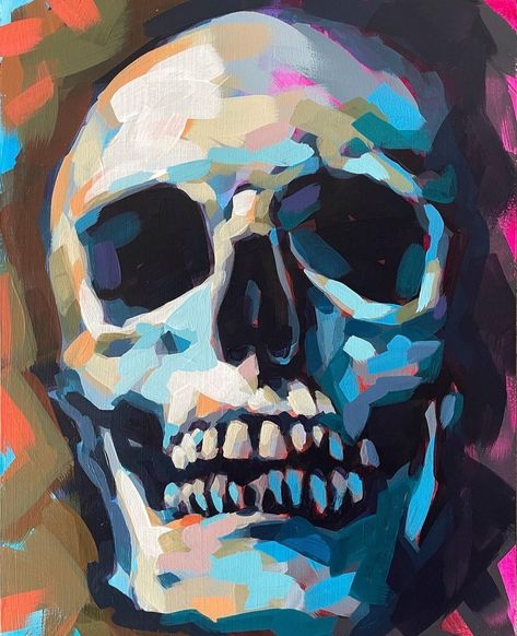 Ali Kay, Impressionist Artists, Skull Painting, Halloween Painting, A Level Art, Art Workshop, Gouache Painting, Skull Art, Painting Inspiration