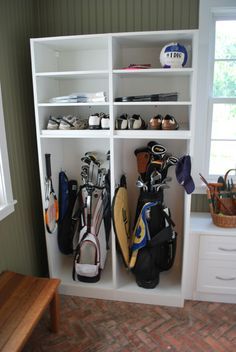 1000+ ideas about Sports Equipment Storage on Pinterest | Sports ... Golf Club Storage, Golf Locker, Kids Shoe Organization, Golf Bag Storage, Golf Storage, Sports Equipment Organization, Shoe Organization Diy, Sports Equipment Storage, Sports Locker