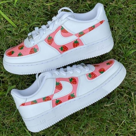 Strawberry af1s 🍓 🍓🍓 #customaf1 #custom #af1 #shoes #sneakers #art #artist #artist #artoftheday #instagram #instagood #aesthetic #diy #smallbusiness #fashion #customshoes Sofia Art, Sneaker Ideas, Casual Shoes Women Sneakers, Nike Shoes Women Fashion, Image Nails, Pretty Sneakers, Diy Sneakers, Custom Shoes Diy, Custom Af1