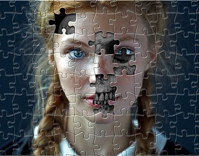 Puzzle Portrait Art, Final Peice Ideas Photography Gcse, Puzzle Face Art, Art With Puzzle Pieces, Jigsaw Puzzle Art Ideas, Fragments Of Time, Puzzle Art Drawing, A Level Photography Final Piece, Interactive Portrait