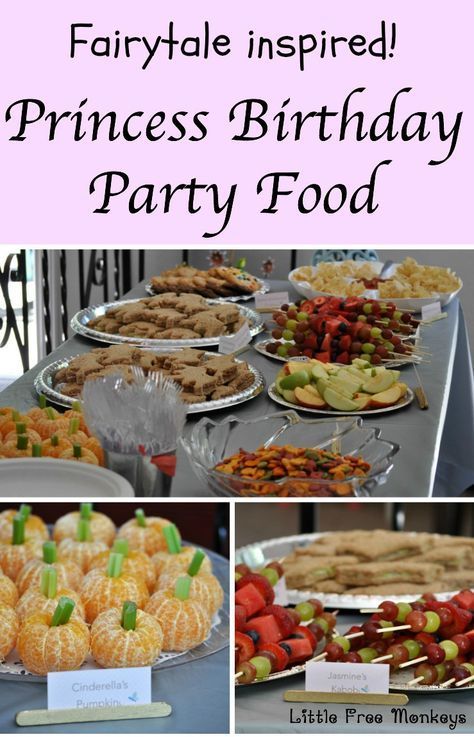 I love these creative ideas!! DIY Princess birthday party food Ideas | Disney princess birthday | Food ideas for little princess party. Everything - Decoration, food, drinks! Threenager Party Food Ideas, Princess Decorations Party Diy, Her Royal Threeness Birthday Decorations, Disney Princess 3rd Birthday Party, Diy Princess Party Decorations, Diy Princess Birthday Party, Princess Party Snacks, Disney Princess Party Food, Princess Birthday Party Food