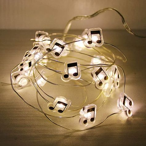 Music Themed Rooms, Tree Bedroom, Music Bedroom, Star String Lights, White String Lights, Battery String Lights, Music Room Decor, Cocktail Accessories, Music Decor