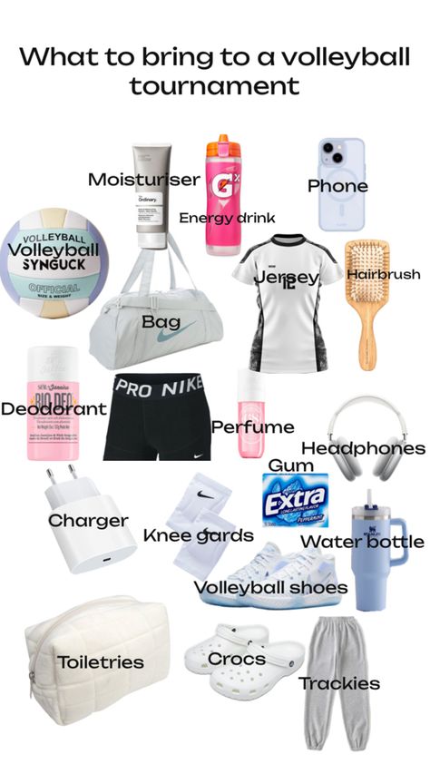 Volleyball Helpful Tips, What To Pack In Your Volleyball Bag, Club Volleyball Tournaments, What To Put In Your Volleyball Bag, What To Pack For Volleyball, Volleyball Wishlist, Volleyball Rotations, Volleyball Needs, Volleyball Essentials