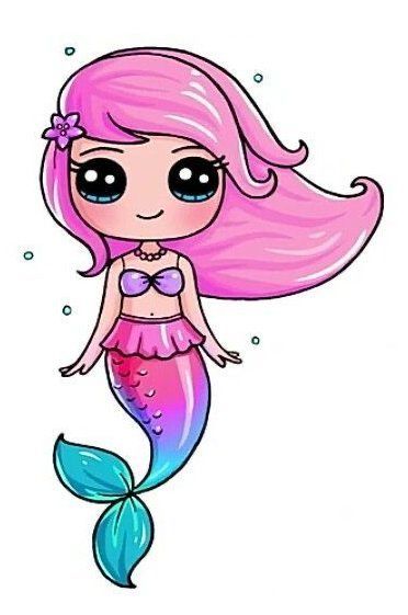 Drawing Tutorial Chibi, Draw A Mermaid, Chibi Cartoon, Cartoon Mermaid, Easy Step By Step Drawing, Step Drawing, Step By Step Drawing, Little Mermaid, Easy Step