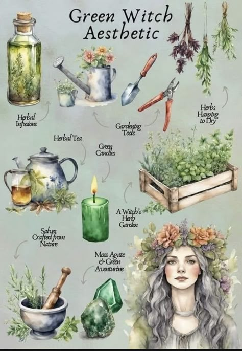 Green Witch Cottage Aesthetic, Green Witchcraft Altars, Green Witch Cottage, Witch Summer Aesthetic, Green Witch Aesthetic Nature, Witchy Garden Aesthetic, Green Witch Aesthetic Home, Green Witch House, Garden Witch Aesthetic