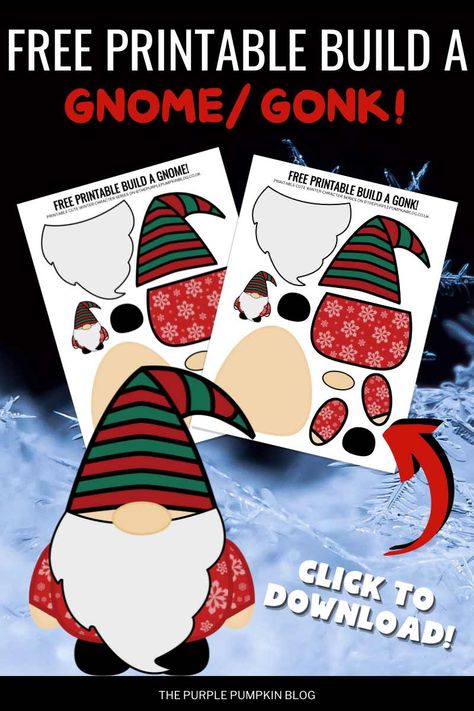 Christmas Gnome Patterns Free, Christmas Felt Templates, Gnome Hats Diy Free Pattern Printable, Gonk Template, Christmas Printable Crafts, Gnome Applique Pattern Free, Christmas Gnome Craft For Kids, Gnome Template Free Printable, Christmas Gnomes Diy How To Make