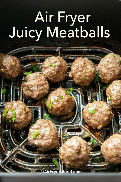 Air Fryer meatballs recipe in 15 minutes juicy and easy. Learn how to make easy air fried meatballs recipe with ground beef by air frying Air Fry Meatballs Recipe, How To Make Meatballs In Air Fryer, Meatballs Airfryer Time, How To Cook Meatballs In Air Fryer, Air Fryer Meatball Recipes, Homemade Meatballs Air Fryer, Ground Beef Meatballs Air Fryer, Airfry Meatball Recipes, Meatball In Air Fryer