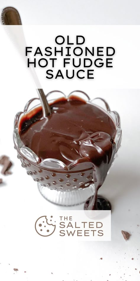 This old fashioned hot fudge sauce is a thick and smooth chocolate sauce that is perfect for topping on ice cream, brownies, or even mixed into cookie dough. Ice Cream Fudge Sauce, Chocolate Fudge For Ice Cream, Chocolate Fudge Ice Cream Topping, Chocolate Fudge Brownie Ice Cream, Chocolate Sauce With Chocolate Chips, Chocolate Fudge Sauce Recipe, Fudge Sauce For Ice Cream, Fudge Ice Cream Topping, Chocolate Sauce For Ice Cream