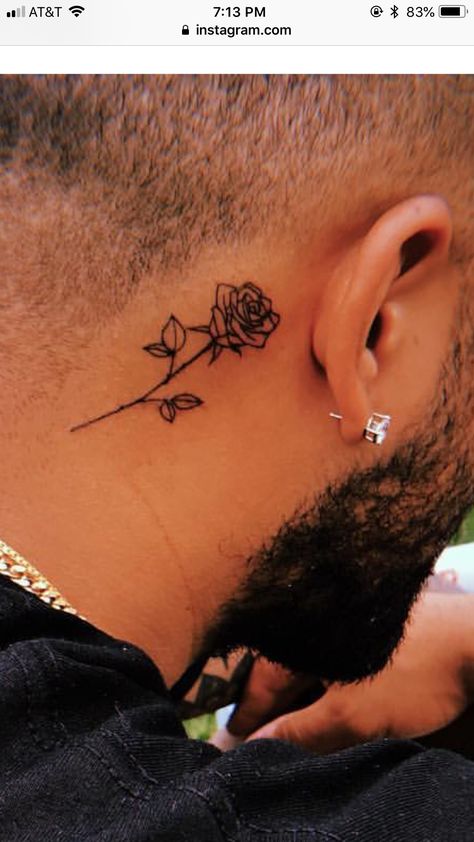 Rose Behind Ear Tattoo, Rose Behind Ear, Rose Tattoo Behind Ear, Rose Neck Tattoo, Best Neck Tattoos, Small Neck Tattoos, Behind Ear Tattoos, Side Neck Tattoo, Behind The Ear Tattoo