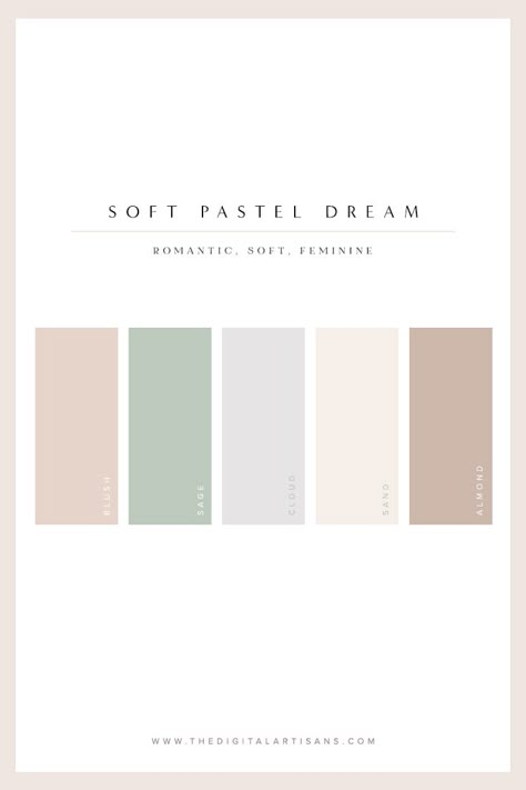 A romantic, soft, feminine color palette for fine-art wedding photographers.  #colorpalette #feminine #romantic Feminine Color Palette, Bg Design, Pastel Color Palette, Hex Color Palette, Color Pallete, Pastel Colour Palette, Palette Design, Feminine Romantic, Brand Color Palette