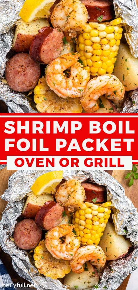 Shrimp Boil Foil Packets, Shrimp Boil Foil Packs, Shrimp Boil Foil, Seafood Recipes Scallops, Seafood Recipes Crab, Resep Pasta, Foil Pack Meals, Foil Dinners, Foil Packs