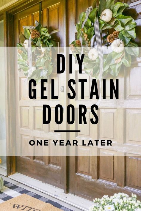 Gel Stain Door To Look Like Wood, Front Door Gel Stain, Gel Staining Fiberglass Front Door, Paint Front Door To Look Like Wood, Stained Front Doors, Stained Interior Doors, Stained Front Door, Metal Front Door, Steel Front Door