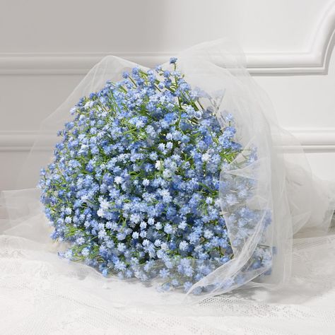 PRICES MAY VARY. 💐PACKAGE & SIZE: Pack of 10 pcs long stem artificial babys breath flowers. Each gypsophila is 21 inches long and has about 90 flower heads. Enough length make the baby breath flowers suitable for most vases to create an elegant atmosphere. 💐LIFELIKE & EASY TO CARE: The flower heads are made of high quality PU material, which looks lifelike and has a real touch. The babys breath flowers are harmless, UV resistant, non-fade and durable. They don' t need water, sunshine, fertiliz Bouquets For Weddings Brides, Blue Flowers For Baby Boy, Beach Floral Arrangements Wedding, Blue Accent Flowers, Babysbreath Bridesmaids Bouquets, Daisy Flower Bouquet Wedding, Hydrenga Wedding Bouquets, Wedding Flowers Babysbreath, Light Blue And White Sweet 16