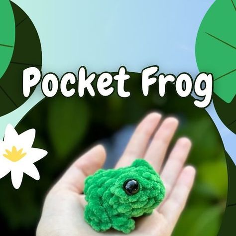 Crochet Projects With Green Yarn, Poison Dart Frog Crochet Pattern, Crochet Pocket Frog, Beginner Arugami Crochet, Pocket Frog Crochet Pattern, Easy Crochet Frog Free Pattern, Easy Frog Crochet Pattern, No Sew Crochet Frog, Mini Frog Crochet Pattern