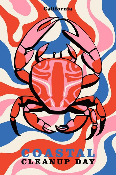 Brochure Restaurant, Crab Illustration, Brush Photoshop, Repetitive Patterns, Crab Art, Crab Print, Nautical Prints, Best Posters, Motion Graphics Inspiration