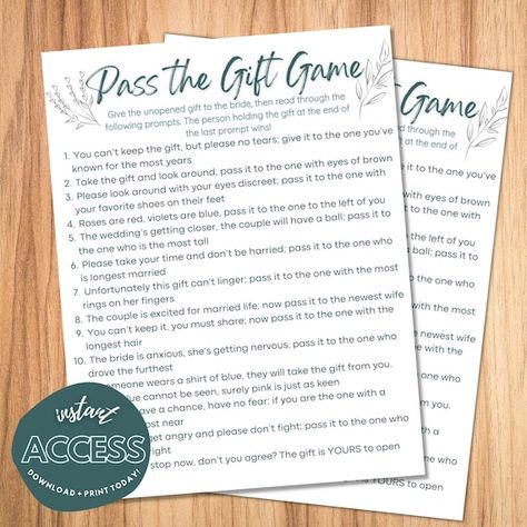 Passing The Gift Game, Bridal Shower Paper Games, Bridal Shower Memory Game, Pass The Poem Bridal Shower Game, Bridal Shower Gift Bingo, Bridal Shower Pass The Gift Game, Pass The Gift Games, Pass The Gift Bridal Shower Game, Fun Bridal Shower Games Activities