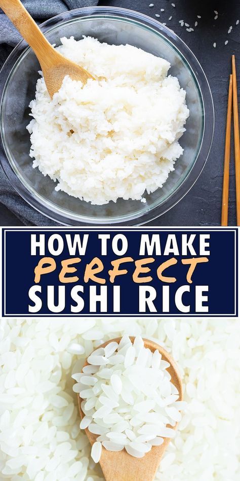 Learn how to make sushi rice with short-grain rice, rice vinegar, and a little bit of sugar for sushi rolls or sushi bowls. This easy sushi rice recipe can be made on the stovetop, in a rice cooker, or in the Instant Pot. Try this easy recipe today! Perfect Sushi Rice Recipe, Easy Sushi Rice, Perfect Sushi Rice, Sushi Rice Recipe, Sushi Rice Recipes, Make Sushi Rice, Sushi Bowls, Sushi Recipes Homemade, Vegetarian Sushi