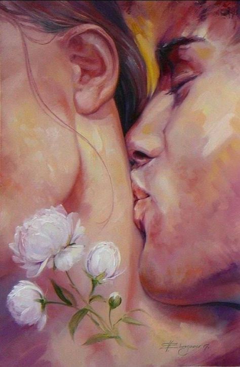 Soulmates Art, Kiss Painting, Art Amour, Twin Flame Art, Arte Peculiar, Romantic Paintings, Couple Painting, Art Of Love, Incubus