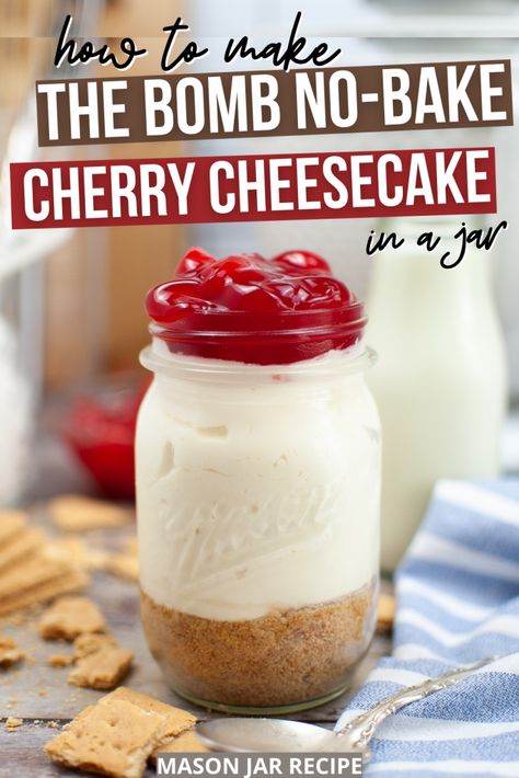 Dry Meals In A Jar, Easy Cherry Cheesecake, Best Salad Dressings, Light Cheesecake, Pie In A Jar, Mason Jar Gift Ideas, Mason Jar Recipe, Cheesecake Cake Recipes, Jar Gift Ideas