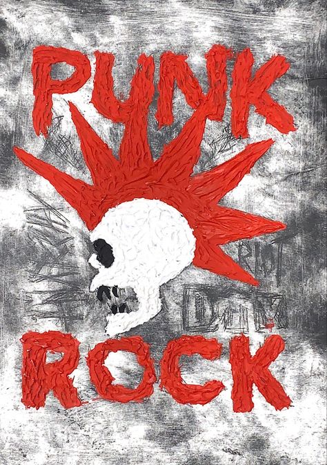 Punk Spray Paint, Punk Painting Ideas, Rock N Roll Painting, Rockstar Painting, Punk Painting, Punk Artwork, Punk Graffiti, Punk Symbols, Punk Rock Art