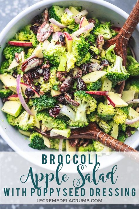 Creme De La Crumb Recipes, Salad With Poppyseed Dressing, Broccoli Apple Salad, Tasty Easy Recipes, Seasoned Broccoli, Veggie Salads, Healthy Slice, Apple Salad Recipes, Poppyseed Dressing