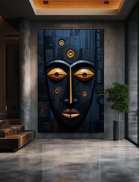 Office Kitchen Decor, African Wall Art, Afrikaanse Kunst, African Mask, Africa Art, Art African, Abstract Face, African Masks, African American Art