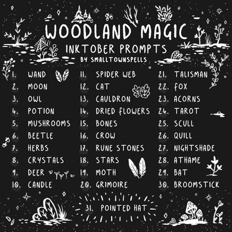 Inktober Alternative List 2024, Tattoo Prompt List, Sketchtember Prompts, Nature Drawing Prompts, Tattoo Drawing Prompts, Whimsical Drawing Prompts, Inktober Prompts 2024, Fantasy Drawing Prompts, Ink Tober Prompts