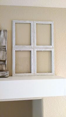 Glue Picture Frames Together, Diy Dollar Store Picture Frame Ideas, Pictures In Window Panes, Window Frame Picture Frames, Diy Wood Window Frame, Diy Fake Window Frame, Dollar Store Frame Ideas, Dollar Tree Window Frame, Dollar Store Picture Frame Ideas