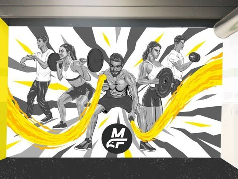 Gym Wallpaper Design, Gym Wall Art Ideas, Gym Mural Wall Art Graffiti, Gym Graffiti Fitness Murals, Gym Graphic Design Wall Art, Gym Wall Graphics, Gym Art Graffiti, Gym Mural Ideas, Gym Wall Painting Ideas